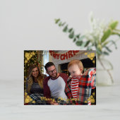 フレーム付きファミリークリスマスフォイルエレガントポストカード 箔シーズンポストカード (立ち正面)