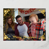 フレーム付きファミリークリスマスフォイルエレガントポストカード 箔シーズンポストカード (正面)