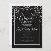 フレーム付きブラック＆ホワイトのコンフェッティ グランドオープニング 招待状 (正面)