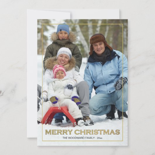 フレーム付きメリークリスマス(V)フォトホリデーカード シーズンカード (正面)
