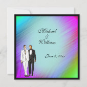 フレーム付きレインボーグリーンゲイウェディング招待状 招待状 (裏面)