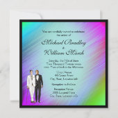 フレーム付きレインボーグリーンゲイウェディング招待状 招待状 (正面)