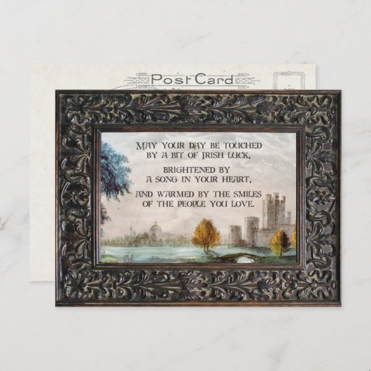 フレーム付きヴィンテージ賛美アイルランドと城の風景 ポストカード (正面/裏面)