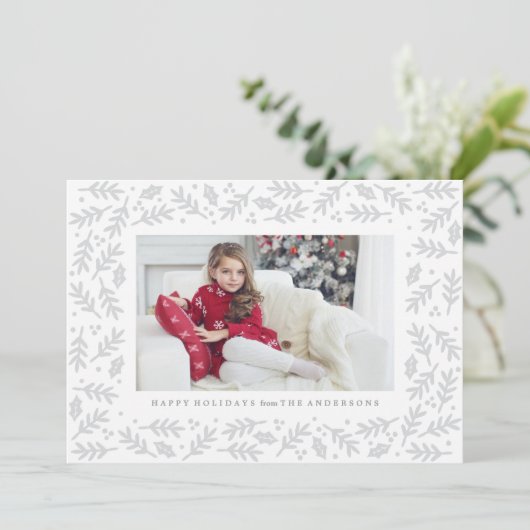 フレーム付き分岐ホリデーフォトカード シーズンカード (スタンド正面)