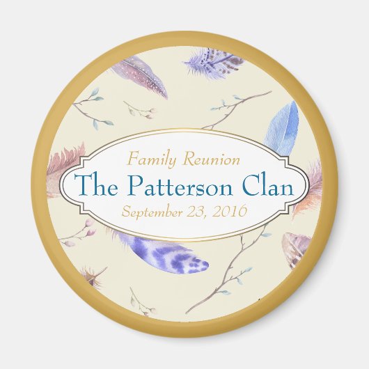 フレーム付き水彩羽ファンシー羽懇親会 マグネット (正面)