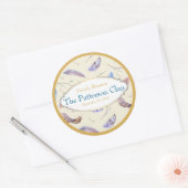 フレーム付き水彩羽ファンシー羽懇親会 ラウンドシール (封筒)