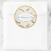 フレーム付き水彩羽ファンシー羽懇親会 ラウンドシール (バッグ)