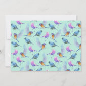 フレーム付き水彩鳥のウェディング出欠確認カード 招待状 (裏面)