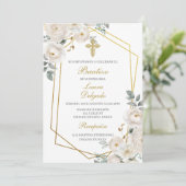 フレーム付き白い花バプテスマ招待状 招待状 (スタンド正面)
