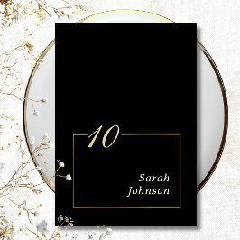 フレーム付き白黒エレガント金ゴールドミニマルスクリプト テーブルナンバー