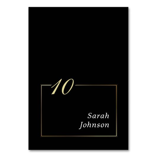 フレーム付き白黒エレガント金ゴールドミニマルスクリプト テーブルナンバー (正面)
