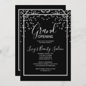 フレーム付き白黒紙吹雪グランドオープニング 招待状 (正面/裏面)