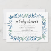 フレーム付き葉緑色の赤ちゃんシャワー 招待状 (正面)