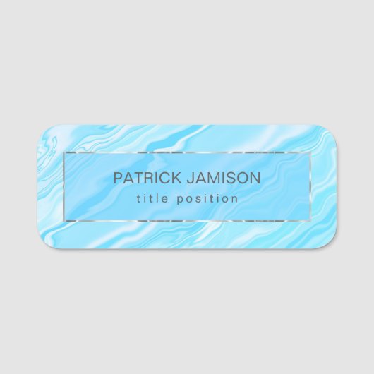 フレーム付き青い大理石 名札 (正面)