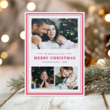 フレーム入りクラシックなメリークリスマス3枚写真