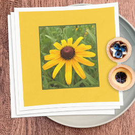 フレーム入り単品の黄色いルドベキアの花の写真 スタンダードカクテルナプキン