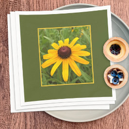 フレーム入り単品の黄色いルドベキアの花の写真 スタンダードカクテルナプキン