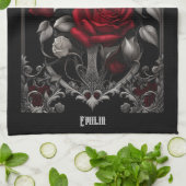 フレーム内のゴシックバラ華美 キッチンタオル (折り畳み)