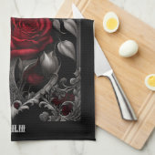 フレーム内のゴシックバラ華美 キッチンタオル (四つ折り)