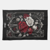 フレーム内のゴシックバラ華美 キッチンタオル (横)
