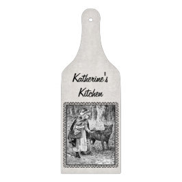 フレーム内のレッドライディングフードウルフ白黒 カッティングボード