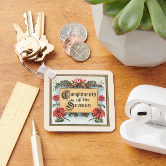 フレーム内のヴィンテージクリスマスポ華美イント キーホルダー (デスク)