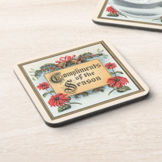 フレーム内のヴィンテージクリスマスポ華美イント コースター (左側)