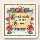 フレーム内のヴィンテージクリスマスポ華美イント コースター (正面)