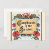 フレーム内のヴィンテージクリスマスポ華美イント シーズンポストカード (正面/裏面)