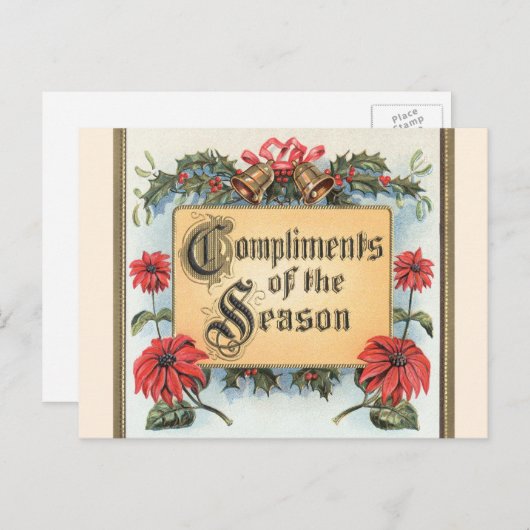 フレーム内のヴィンテージクリスマスポ華美イント シーズンポストカード (正面/裏面)