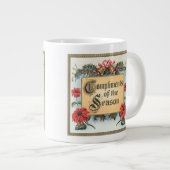 フレーム内のヴィンテージクリスマスポ華美イント ジャンボコーヒーマグカップ (正面右)