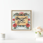 フレーム内のヴィンテージクリスマスポ華美イント スクエア壁時計 (ホーム)