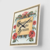 フレーム内のヴィンテージクリスマスポ華美イント スクエア壁時計 (傾斜)