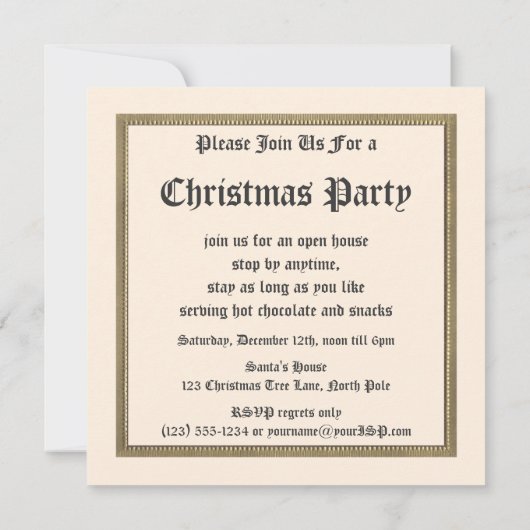 フレーム内のヴィンテージクリスマスポ華美イント 招待状 (裏面)