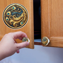 フレーム内の孔雀 セラミックノブ