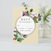 フレーム内の綿花。植物結婚式RSVP 出欠カード (スタンド正面)
