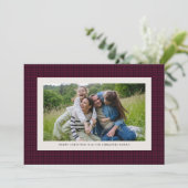 フレーム千鳥格子のプラムホリデーフォトカード シーズンカード (スタンド正面)