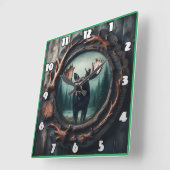 フレーム威厳のある内のムースポートレート素朴 スクエア壁時計 (傾斜)