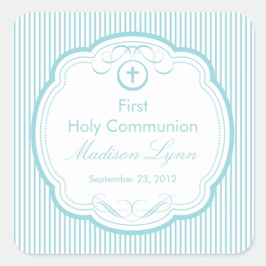 フレーム最初の聖餐式の甘い十字架 スクエアシール (正面)