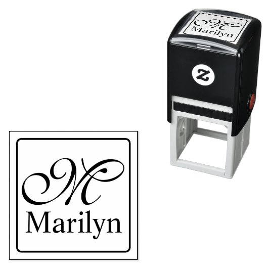 フレーム無地の+モノグラムと名前 セルフインキングスタンプ (インサイチュ)
