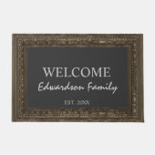 フレーム素朴ウェルカムファミリー名年設立開始 ドアマット (正面)