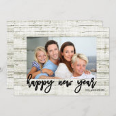 フレーム素朴ハッピーニューイヤーのスクリプト休日の写真 シーズンカード (正面/裏面)