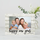 フレーム素朴ハッピーニューイヤーのスクリプト休日の写真 シーズンカード (スタンド正面)