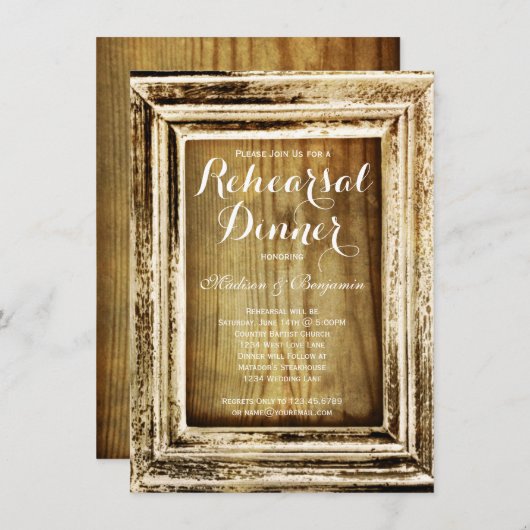 フレーム素朴バーンウッドリハーサルディナー招待状 招待状 (正面/裏面)