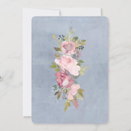 フレーム素朴ピンクブルゴーニュフローラバプテスマ 招待状 (裏面)