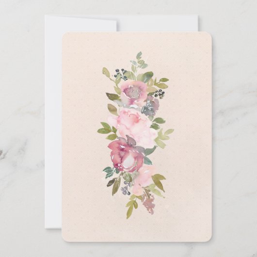 フレーム素朴ピンクブルゴーニュフローラ確認 招待状 (裏面)