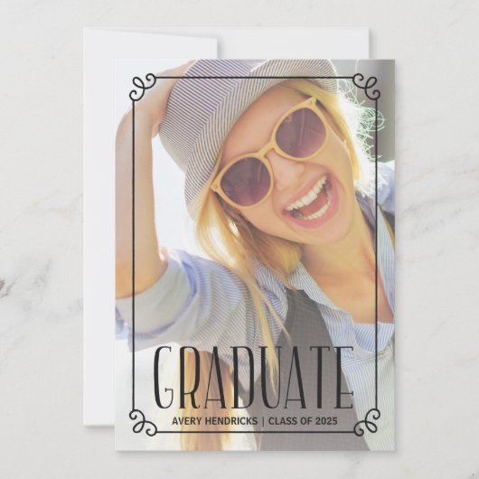 フレーム素朴 |フォト卒業パーティー招待状 招待状 (正面)