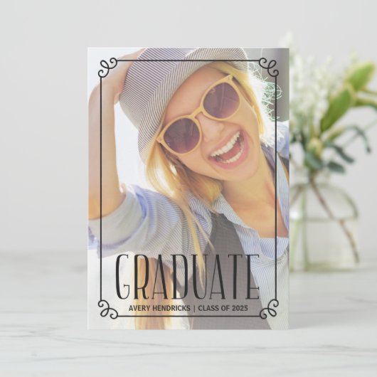 フレーム素朴 |フォト卒業パーティー招待状 招待状 (スタンド正面)