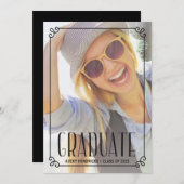 フレーム素朴 |フォト卒業パーティー招待状 招待状 (正面/裏面)