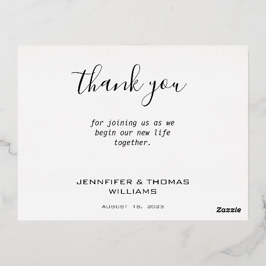 フレーム結婚カードを使ったエレガントカップル写真 箔シーズンポストカード (裏面)